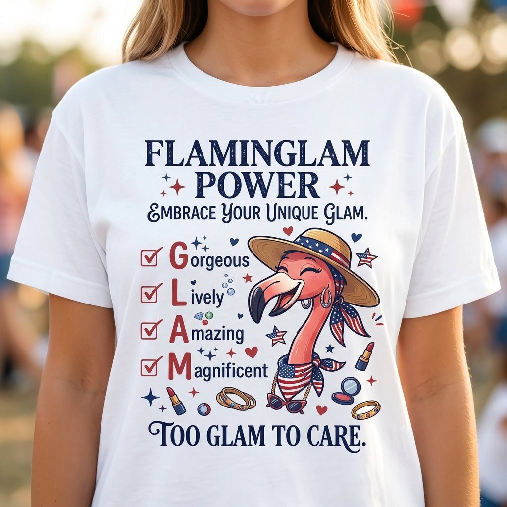 Flaminglam Power Embrace Your Unique Glam Too Glam To Care Flamingo T Shirt Gift For Flamingo Lover