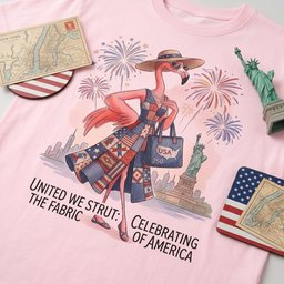 United We Strut The Fabric Of America Flamingo July 4th Shirt T Shirt Gift For Flamingo Lover