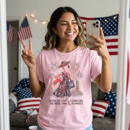 United We Strut The Fabric Of America Flamingo July 4th Shirt T Shirt Gift For Flamingo Lover
