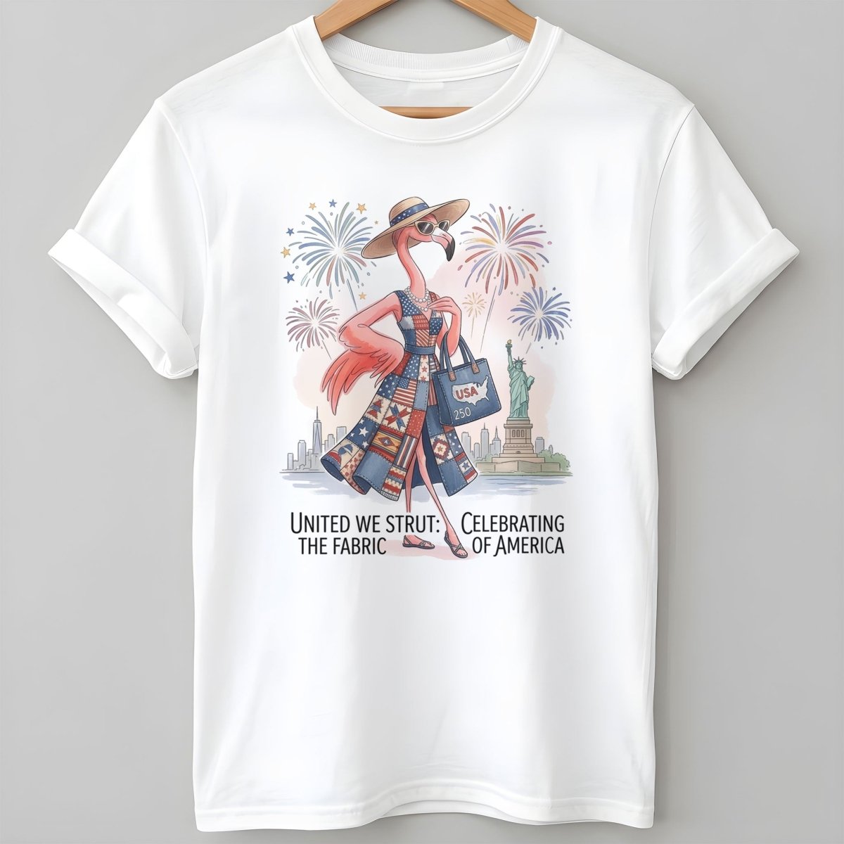United We Strut The Fabric Of America Flamingo July 4th Shirt T Shirt Gift For Flamingo Lover