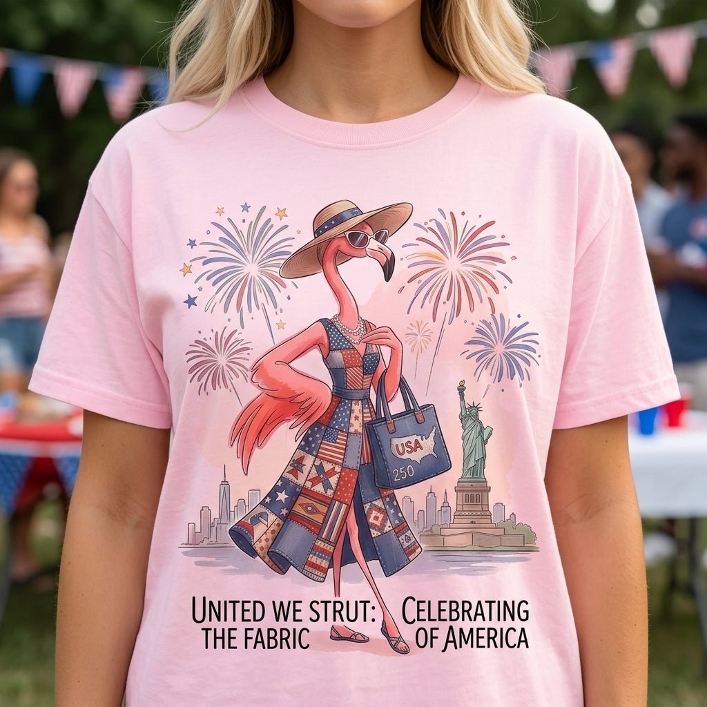 United We Strut The Fabric Of America Flamingo July 4th Shirt T Shirt Gift For Flamingo Lover