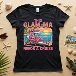 Sparkling Glam Ma Flamingo Cruise Shirt Funny Tropical Retirement Gift T Shirt