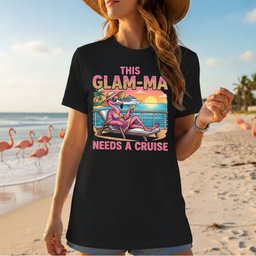 Sparkling Glam Ma Flamingo Cruise Shirt Funny Tropical Retirement Gift T Shirt