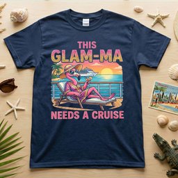 Sparkling Glam Ma Flamingo Cruise Shirt Funny Tropical Retirement Gift T Shirt