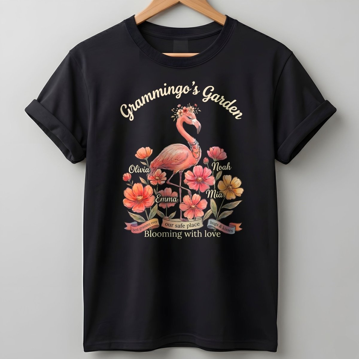 Personalized Grammingos Garden Blooming With Love Shirt Custom T Shirt Gift For Flamingo Lover