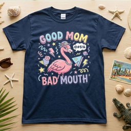Sarcastic Flamingo Good Mom Bad Mouth T Shirt Funny Mom Life Humor Graphic Tee Gift For Mom