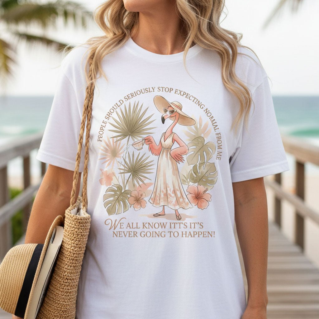 People Should Seriously Stop Expecting Normal From Me Boho Flamingo T Shirt Gift For Flamingo Lover