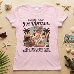 Fabulous Retro Flamingo Wine T Shirt For Women The Im Vintage Humor Tee Gift For Women
