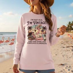 Fabulous Retro Flamingo Wine T Shirt For Women The Im Vintage Humor Tee Gift For Women