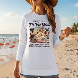 Fabulous Retro Flamingo Wine T Shirt For Women The Im Vintage Humor Tee Gift For Women