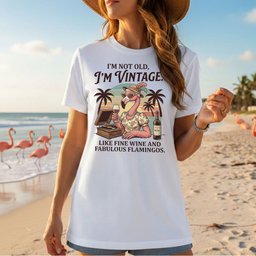 Fabulous Retro Flamingo Wine T Shirt For Women The Im Vintage Humor Tee Gift For Women