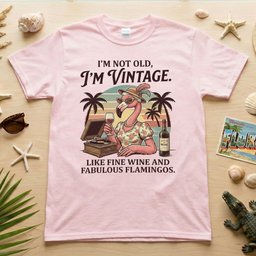 Fabulous Retro Flamingo Wine T Shirt For Women The Im Vintage Humor Tee Gift For Women