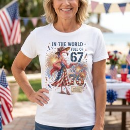 In A World Full Of 67 Be A 76 Patriotic Flamingo America 250 Shirt T Shirt Gift For Flamingo Lover