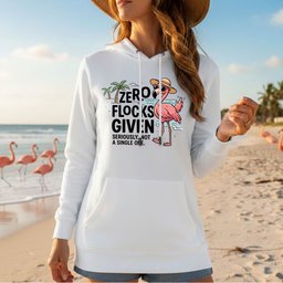 Sarcastic Flamingo Graphic T-Shirt - Zero Flocks Given Sassy Vacation Tee