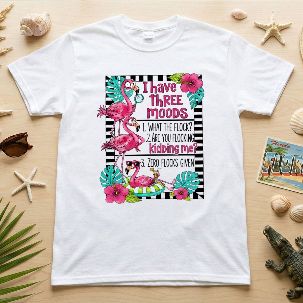 Sassy Flamingo Mood Graphic T Shirt For Women Zero Flocks Given Humor Tee Gift For Women