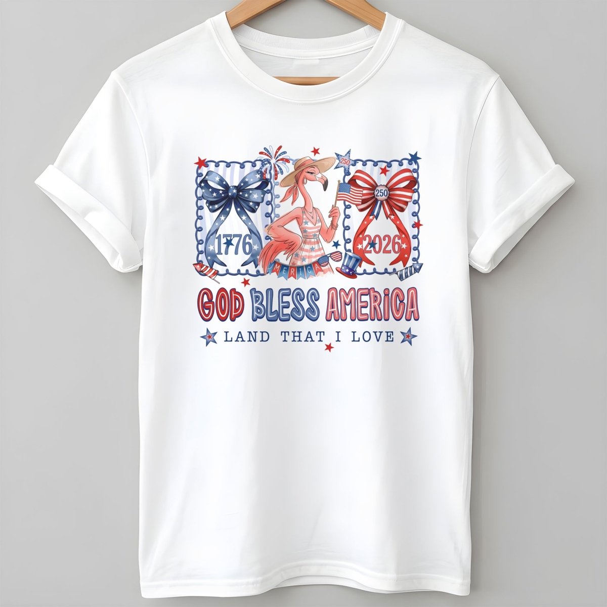 God Bless America Land That I Love Flamingo July 4th Shirt T Shirt Gift For Flamingo Lover