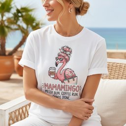Personalized Mamamingo Messy Bun Coffee Run Chaos Done Flamingo T Shirt Gift For Flamingo Lover