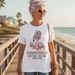 Personalized Mamamingo Messy Bun Coffee Run Chaos Done Flamingo T Shirt Gift For Flamingo Lover