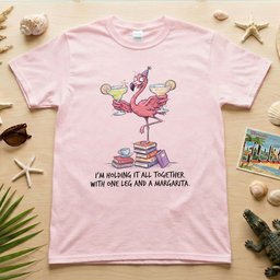 Sassy Flamingo Margarita Graphic T Shirt Holding IT All Together Humor Tee Gift For Flamingo Lover