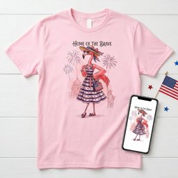 Home Of The Brave Patriotic Chic Flamingo July 4th Shirt T Shirt Gift For Flamingo Lover