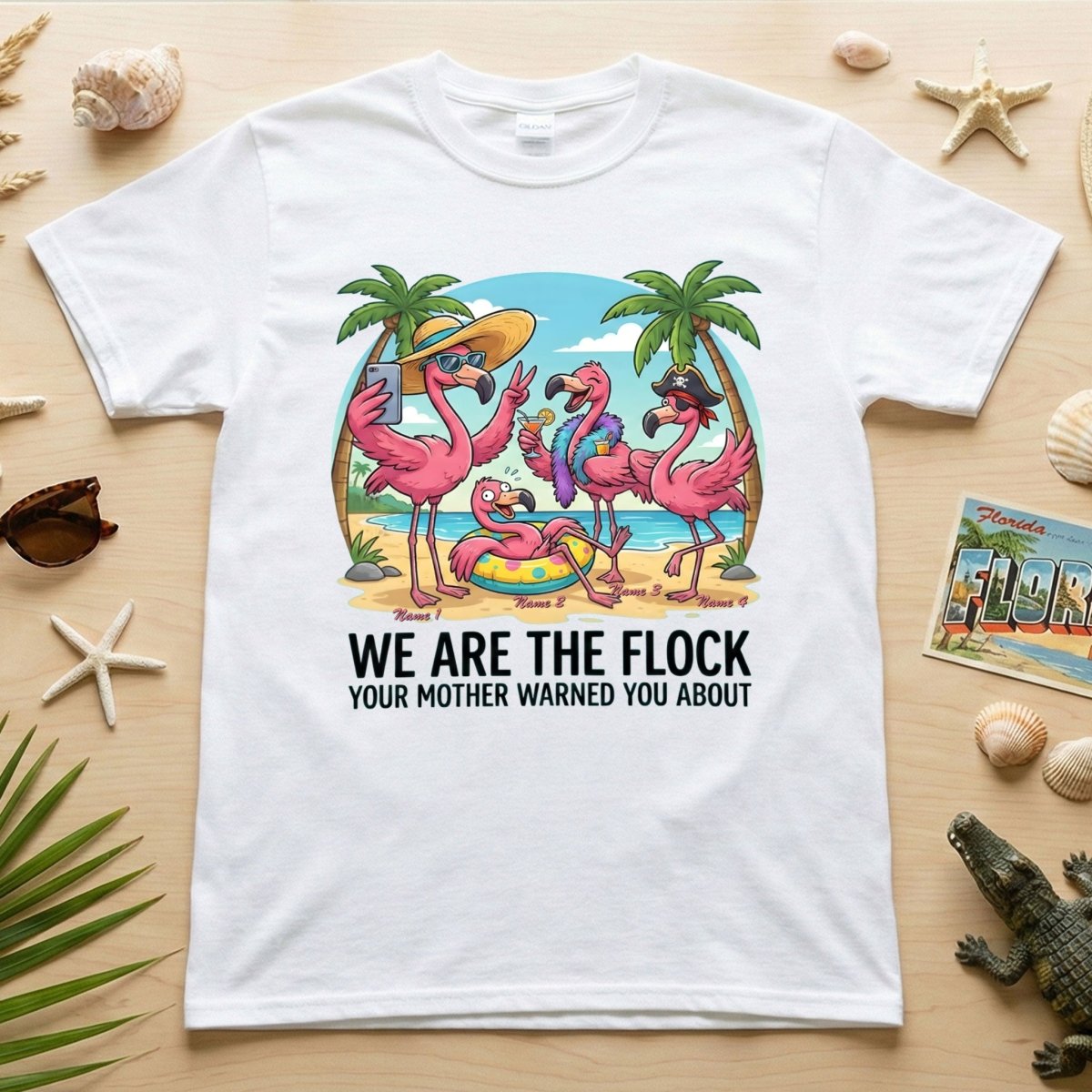 Sassy Personalized Flamingo Group Matching Girls Trip And Family T Shirt Gift For Flamingo Lover