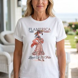 Flamerica Land Of The Free Patriotic Summer T Shirt Gift For Flamingo Lover