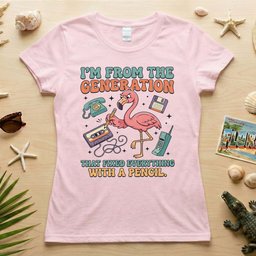 Retro Gen X Funny Flamingo Fixed Everything With A Pencil Vintage T Shirt Gift For Flamingo Lover