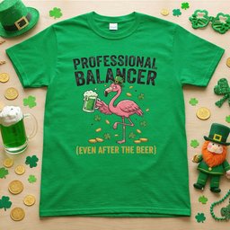 Professional Balancer Even After Beer Flamingo St Patricks Day T Shirt Gift For Flamingo Lover