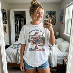 Home Is Where You Put Your Flamingos RV Camping Patriotic Shirt T Shirt Gift For Flamingo Lover