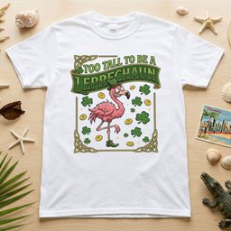 Too Tall To Be A Leprechaun Flamingo St Patricks Day Funny Irish T Shirt Gift For Flamingo Lover