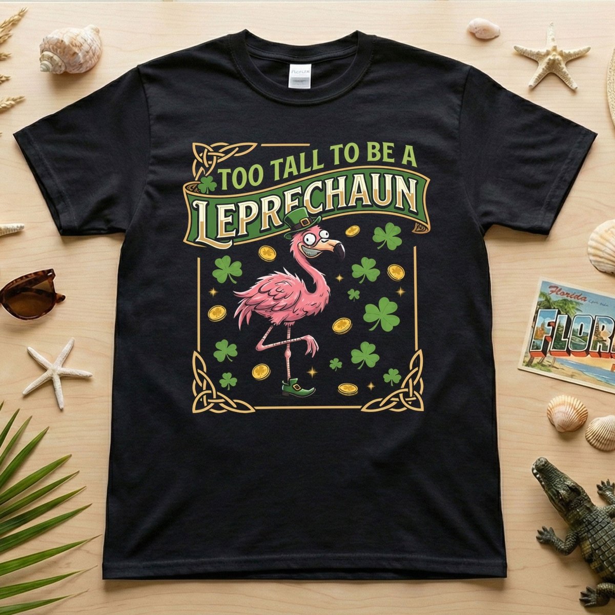 Too Tall To Be A Leprechaun Flamingo St Patricks Day Funny Irish T Shirt Gift For Flamingo Lover