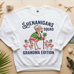 Shenanigans Squad Grandma Edition St Patricks Day Flamingo Shirt Funny T Shirt Gift For Grandma