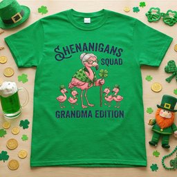 Shenanigans Squad Grandma Edition St Patricks Day Flamingo Shirt Funny T Shirt Gift For Grandma