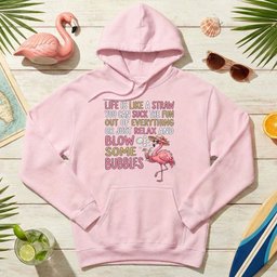 Life Is Like A Straw Blow Bubbles Flamingo Funny Tropical Summer Vacation T Shirt Gift For Women