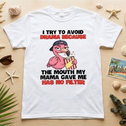 Hilarious No Filter Flamingo T Shirt For Women Sarcastic Quote Drama Tee Gift For Women