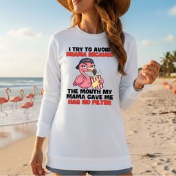 Hilarious No Filter Flamingo T Shirt For Women Sarcastic Quote Drama Tee Gift For Women