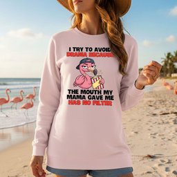 Hilarious No Filter Flamingo T Shirt For Women Sarcastic Quote Drama Tee Gift For Women