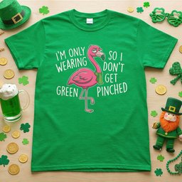 Sarcastic Flamingo St Patricks Day T Shirt Im Only Wearing Green Funny Tee Gift For Flamingo Lover