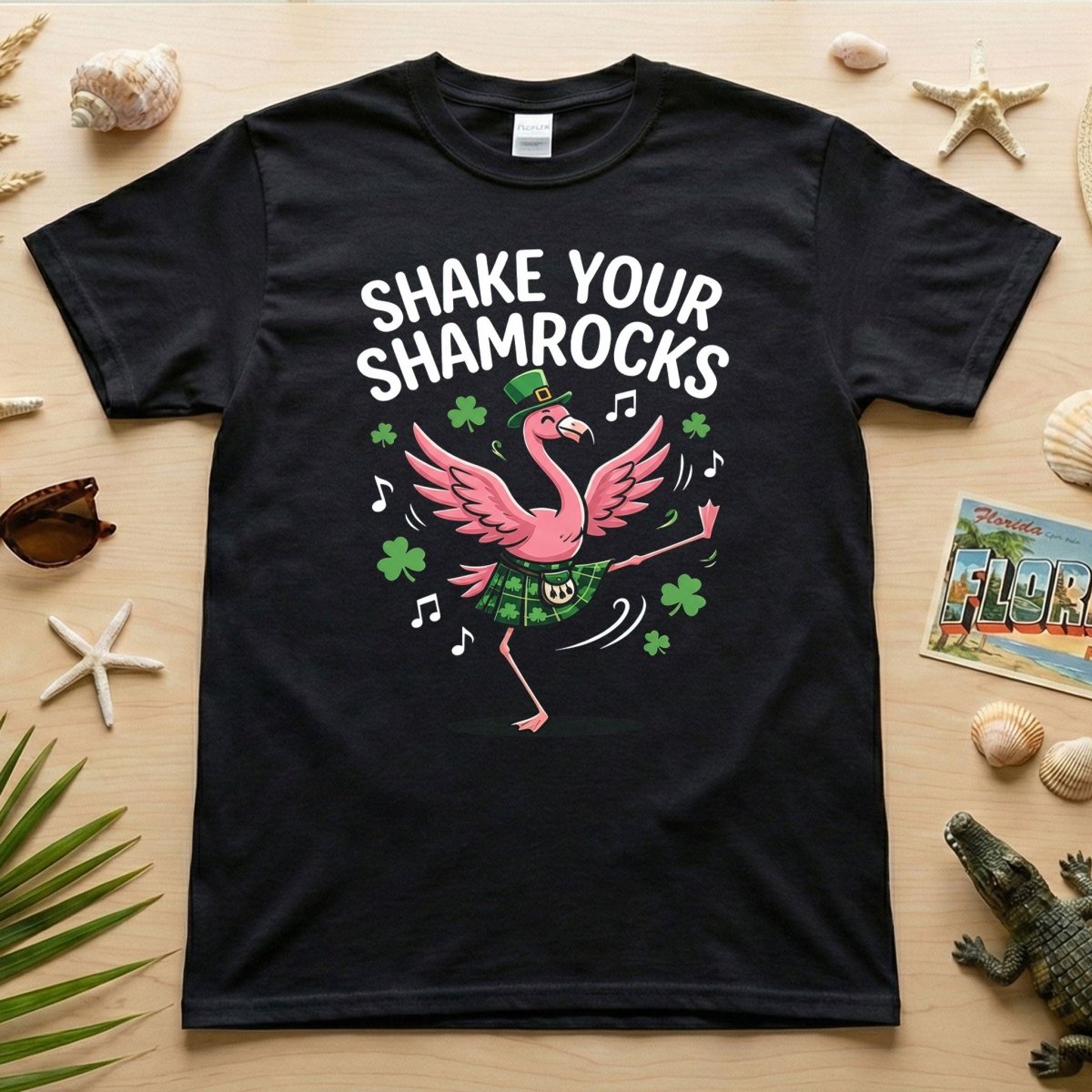 Shake Your Shamrocks Dancing Flamingo St Patricks Day Funny Irish Party For T Shirt Gift For Women