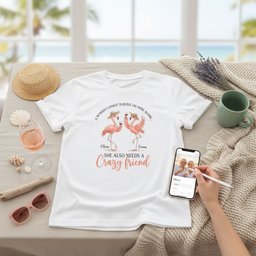 Personalized A Woman Cannot Survive On Wine Alone Crazy Friend Flamingo T Shirt Gift For Women