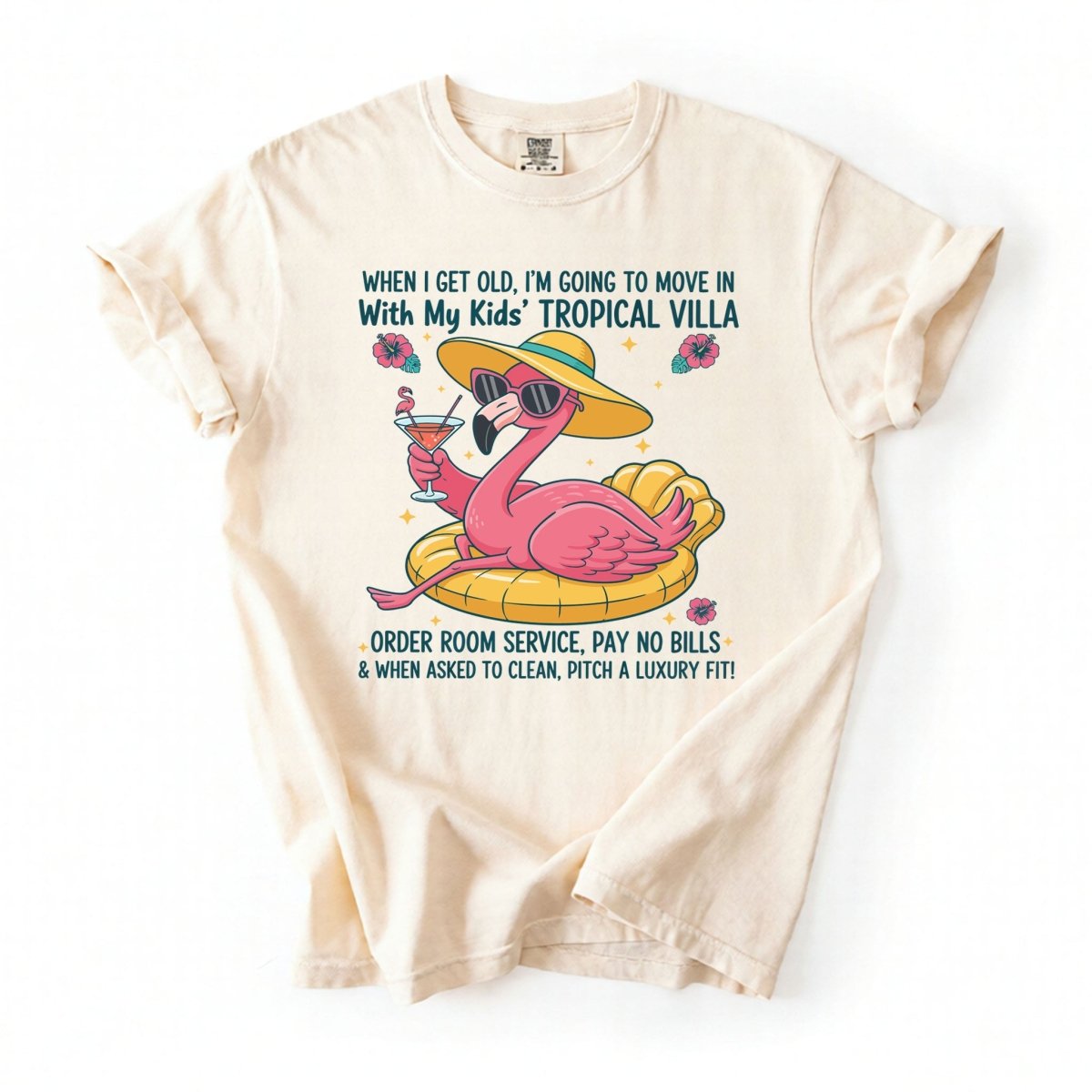Funny Retirement Plan Flamingo T Shirt Tropical Villa Quote Tee For Women Gift For Women