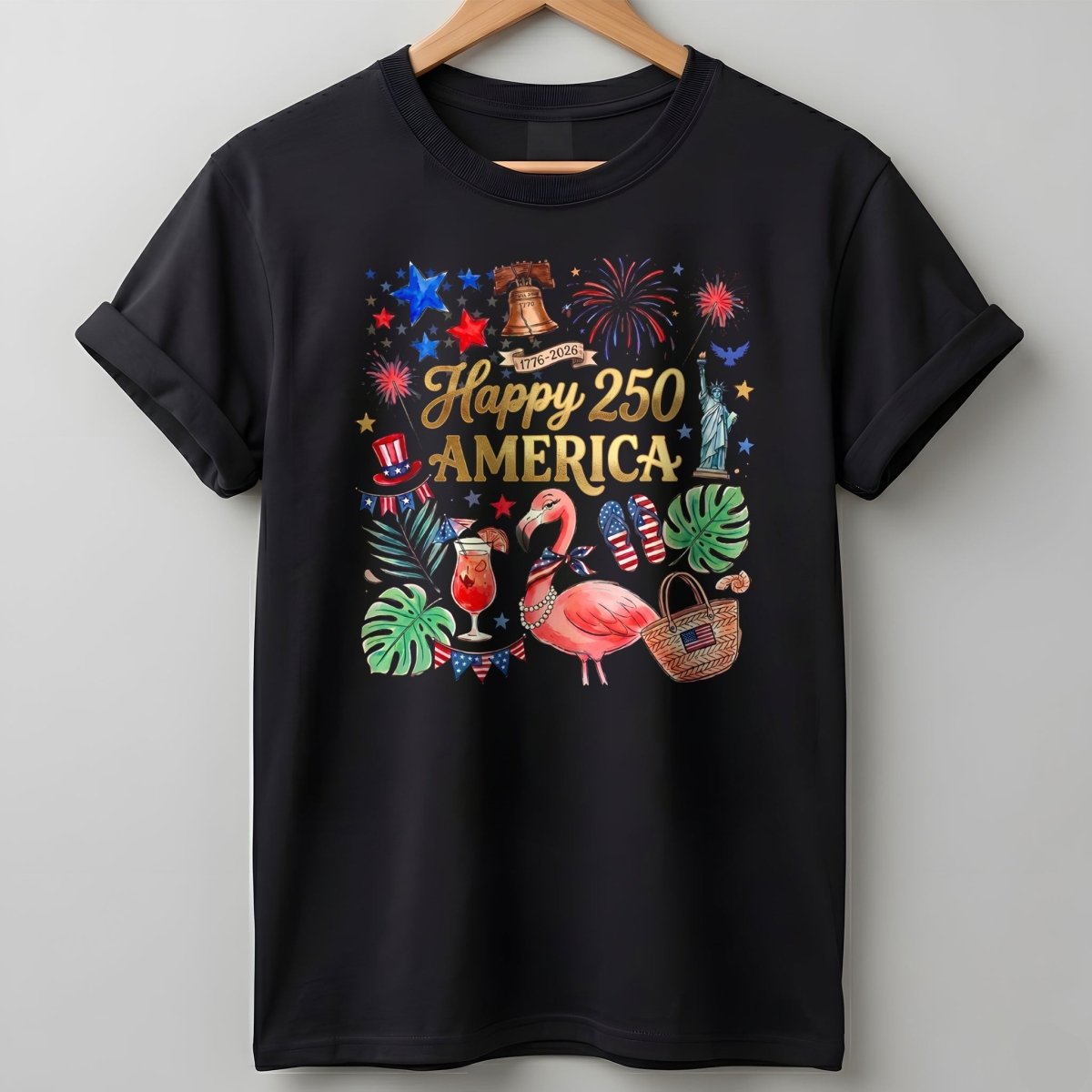 Happy 250 America 1776 2026 Flamingo July 4th Shirt T Shirt Gift For Flamingo Lover
