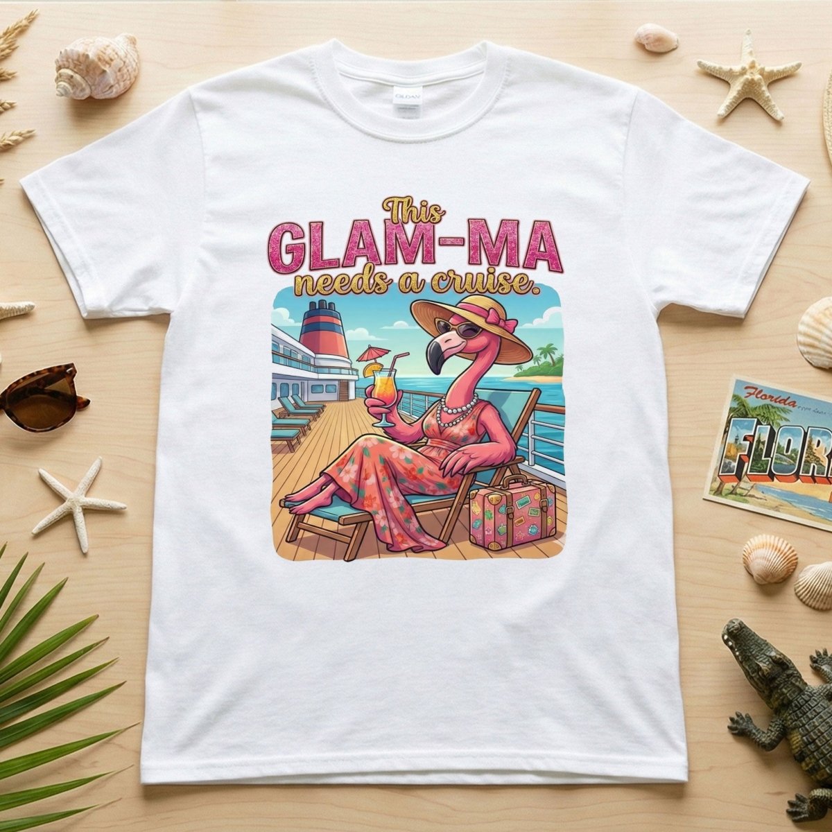 Fabulous Flamingo Glam Ma Cruise T Shirt Funny Vacation Gift For Grandma