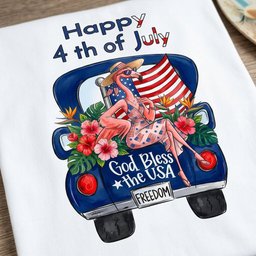 Happy 4th Of July God Bless The USA Flamingo Truck Patriotic Shirt T Shirt Gift For Flamingo Lover