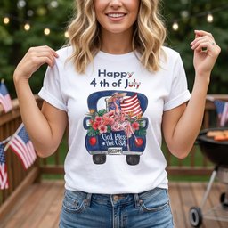 Happy 4th Of July God Bless The USA Flamingo Truck Patriotic Shirt T Shirt Gift For Flamingo Lover