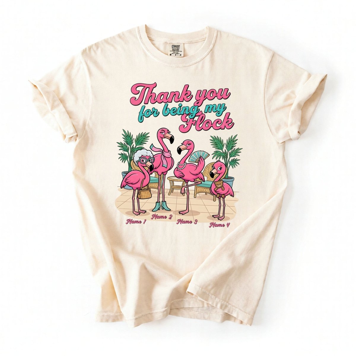 Personalized Thank You For Being My Flock T Shirt Custom Name Flamingo Friendship Gift