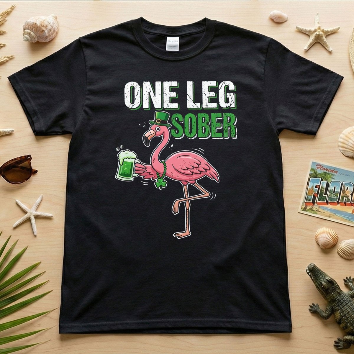 One Leg Sober Flamingo St Patricks Day Funny Irish Beer Lover Party T Shirt Gift For Flamingo Lover