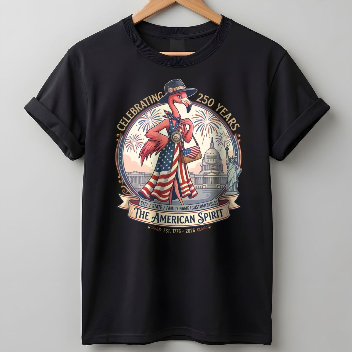 Personalized Celebrating 250 Years Of The American Spirit T Shirt Gift For Flamingo Lover