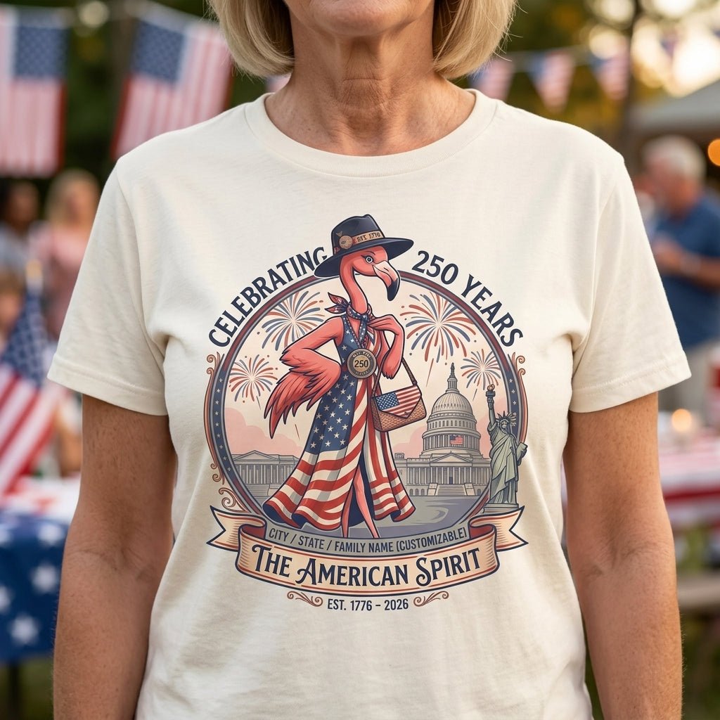 Personalized Celebrating 250 Years Of The American Spirit T Shirt Gift For Flamingo Lover