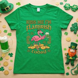 Flamingo Leprechaun Kiss Me Im Flamirish Today Funny St Patricks T Shirt Gift For Flamingo Lover
